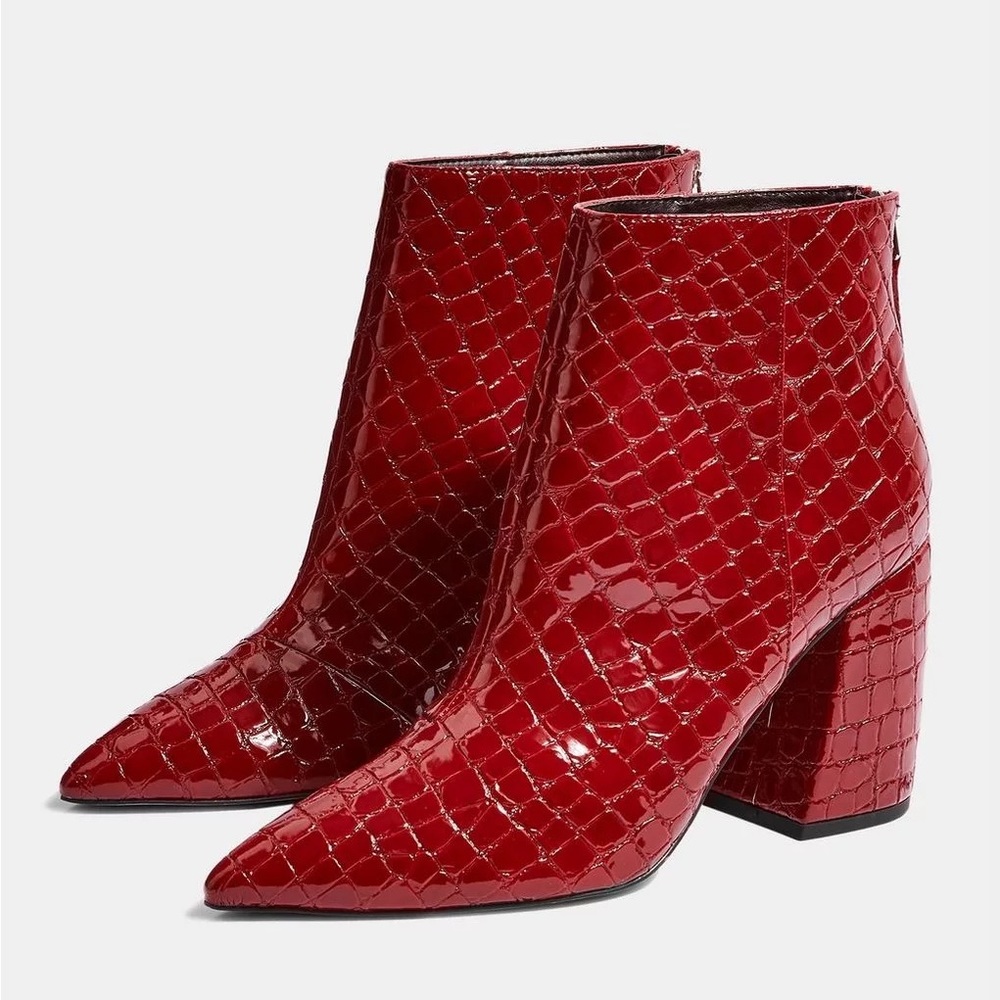 Topshop Red Croc Houston Booties